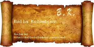 Balla Kolombusz névjegykártya